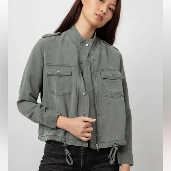 ASO Rails Collin’s Utility Sage Green Jacket Lyocell-Linen Blend Small - Picture 2 of 14